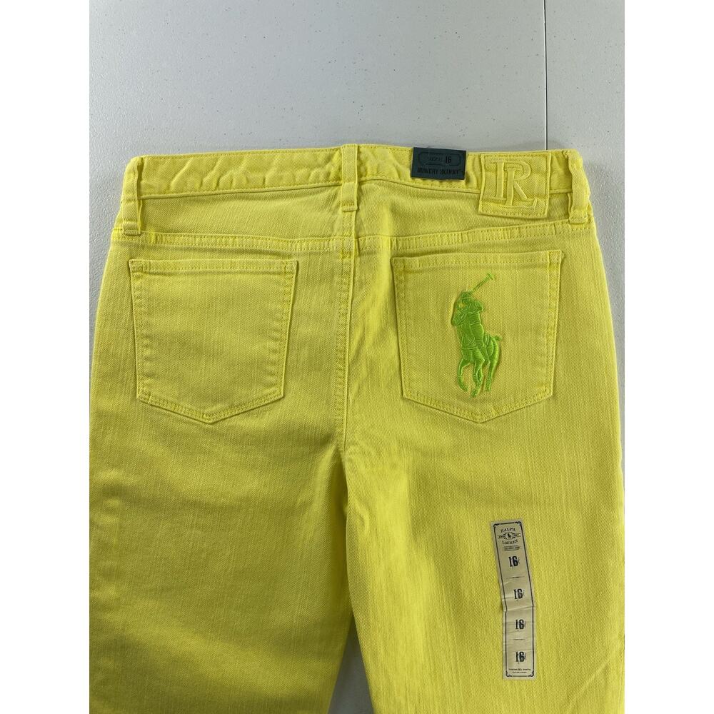 Ralph Lauren Bowery Skinny Jeans Girls/Womens Size 16 Big Pony Acid Yellow Neon
